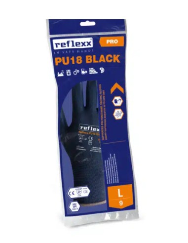 Paia guanti SUPPORTATI IN POLIURETANO NERI tg L